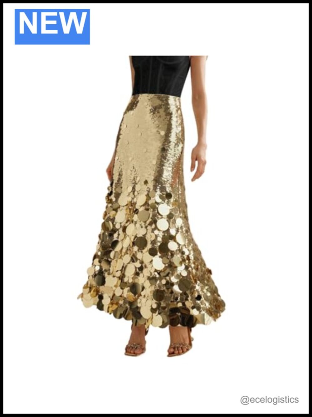 Sequin Maxi Skirt Mermaid Hem High Waist Formal Party Wedding Guest